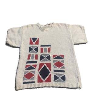 Vintage Cos Cob Chunky 80s Knit Cream Cottage Core Southwestern Sweater